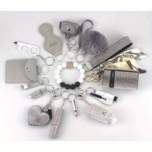 Women’s Self-Defense Keychain Set 15 Pieces Silver Rhinestone